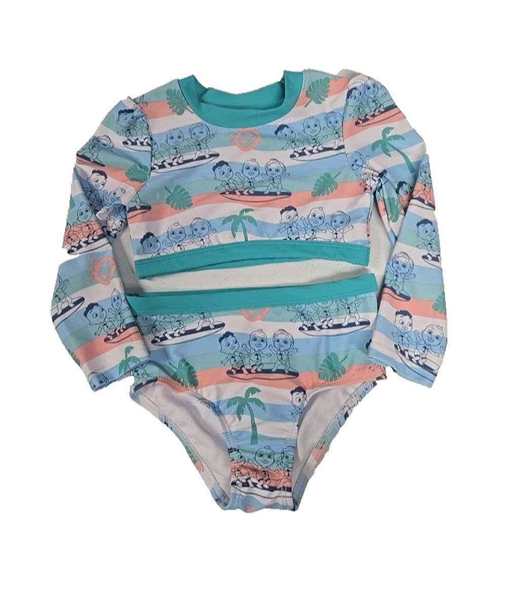 Cocomelon Toddler Girl Long Sleeve Rashguard 2 Pc Swim Set Size 3T NWOT
